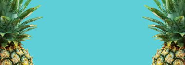 Mavi arkaplanlı ananas.