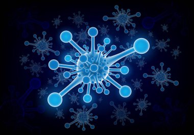 Siyah arkaplan ile hücre hücre Coronavirus.