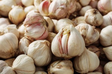 Yüzeyde detaylandırılmış kurutulmuş sarımsak.