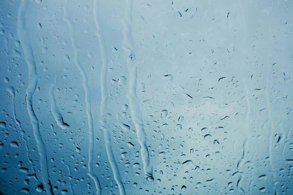 Vattendroppar Glas Fallande Regn — Stockfoto