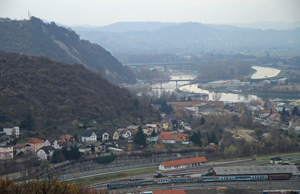 Stadsbilden av Maribor, Visa från Piramida hill — Stockfoto