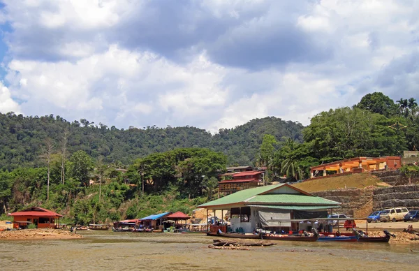 Tourist boats on Tembeling river in Taman Negara National Park — Stock Photo, Image