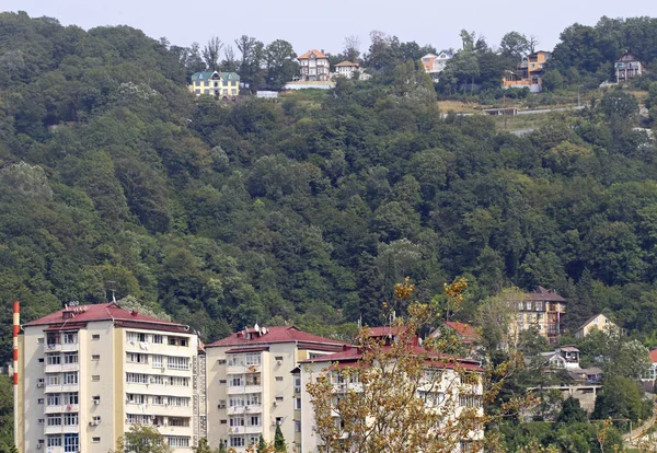 Colina com casas de campo no distrito de Khosta do sochi maior — Fotografia de Stock