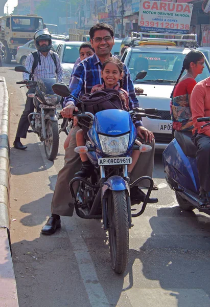 People are riding on motorcycle in Hyderabad, India — Stock Photo, Image