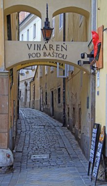 the narrow street in Bratislava, Slovakia clipart