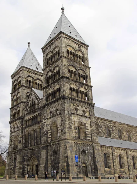古老的中世纪大教堂，在瑞典隆德 — 图库照片
