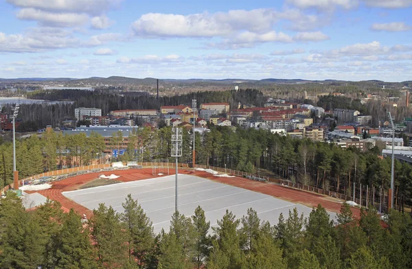 Panorama z vrcholu kopce Harju Jyvaskyla, Finsko — Stock fotografie