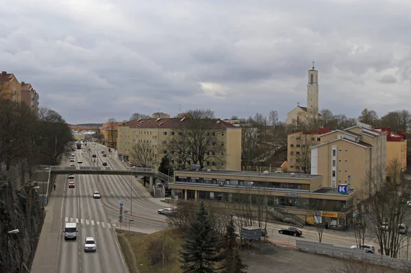 Estrada no centro de Turku Finlândia — Fotografia de Stock