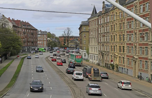 Улицы Копенгагена, панорамный вид на район Норребро — стоковое фото