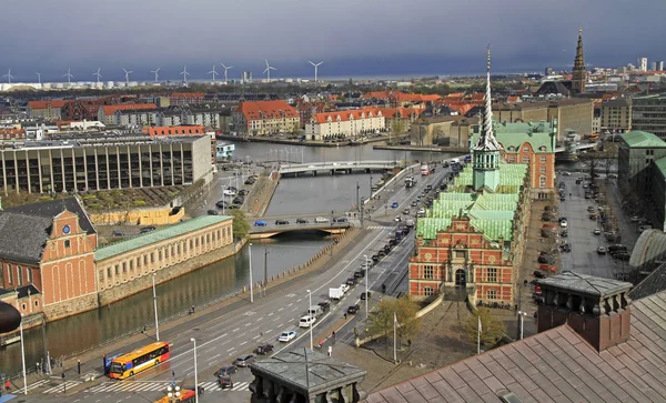 Vista de Copenhague a partir da torre de Christiansborg palácio — Fotografia de Stock