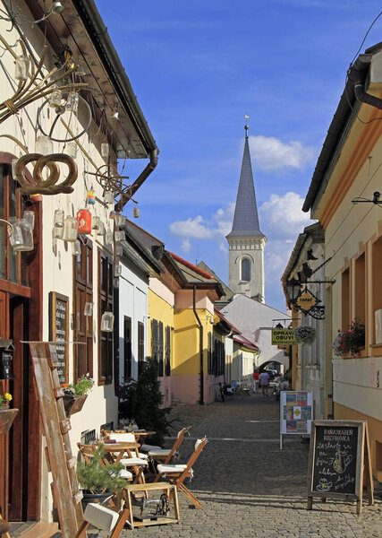 the narrow street in historical center of Kosice, Slovakia
