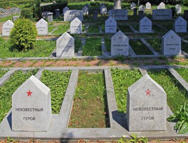 Soviet Military Cemetery with stonegraves to unknown heroes in Sighisoara clipart