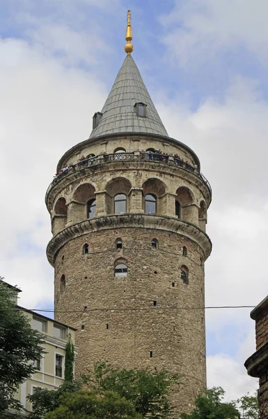 The upper part of Galata tower in Istanbul — Stock Photo, Image