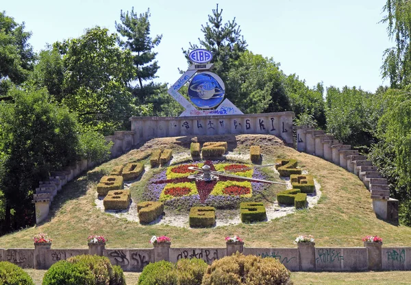 Grande relógio floral no parque da cidade de Timisoara — Fotografia de Stock