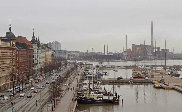 Weergave van een jachthaven in het Kruununhaka district van Helsinki — Stockfoto