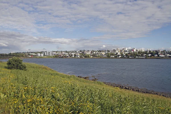 Linea Costiera Nella Città Ghiacciata Reykjavik — Foto Stock