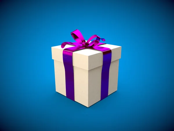 Caja de regalo con cinta piunk arco 3d ilustración renderizado — Foto de Stock