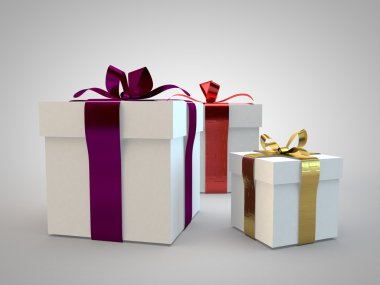 Hediye kutuları ile şerit yay 3B Çizim oluşturma