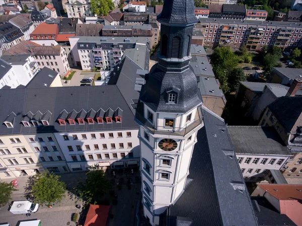 Torre del ayuntamiento en Gera vista aérea arquitectura thuringia — Foto de Stock