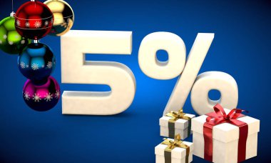 Noel satış yüzde 5 indirim 3D çizimi