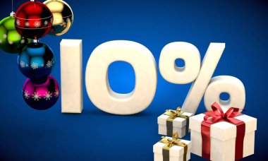 Noel satış yüzde 10 indirim 3D çizimi