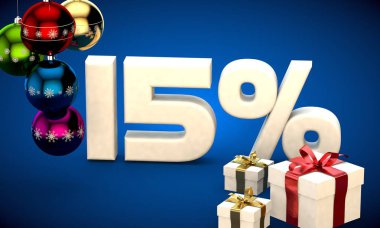 Noel satış yüzde 15 indirim 3D çizimi