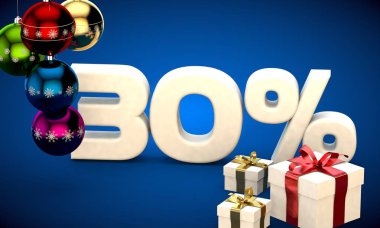 Noel satış yüzde 30 indirim 3D çizimi