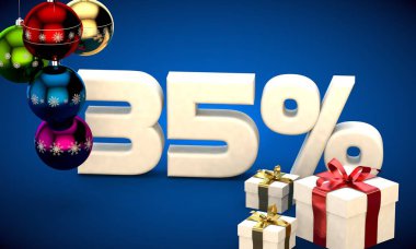 Noel satış yüzde 35 indirim 3D çizimi