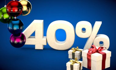 Noel satış yüzde 40 indirim 3D çizimi