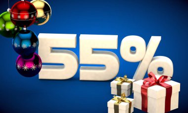 Noel satış yüzde 55 indirim 3D çizimi