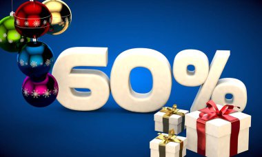 Noel satış yüzde 60 indirim 3D çizimi