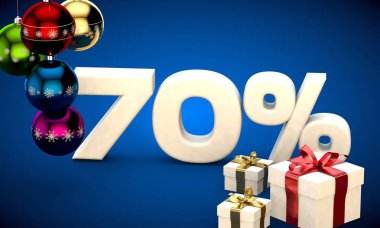 Noel satış yüzde 70'i indirim 3D çizimi