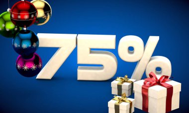 Noel satış yüzde 75 indirim 3D çizimi