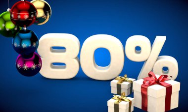 Noel satışı yüzde 80'i indirim 3D çizimi