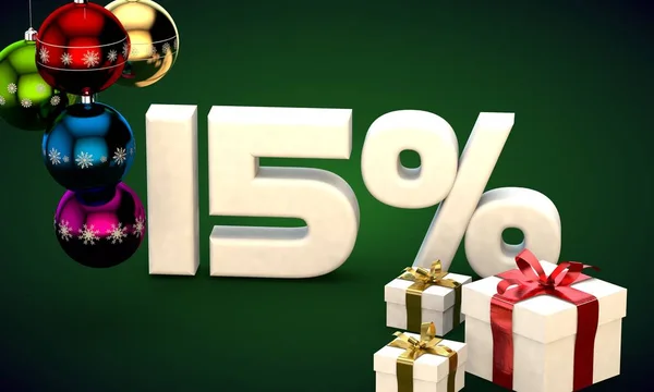 stock image 3d illustration rendering of Christmas sale 15 percent discount