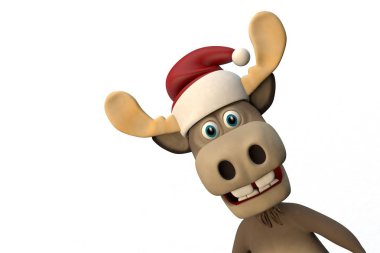 Noel şapka Karikatür hayvan Hayvanat Bahçesi orman ile sevimli geyik