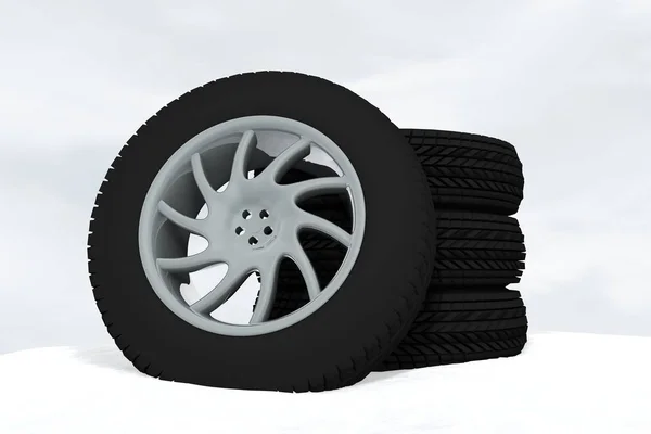 Snow Ice Tire concept 3d rendering illustration — Stock Photo, Image