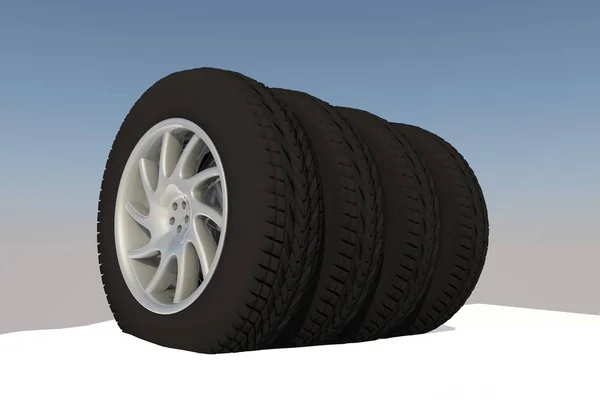 Snow Ice Tire concept 3d rendering illustration — Stock Photo, Image