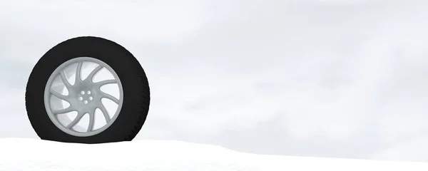 Schnee Eis Reifen Konzept 3D Rendering Illustration — Stockfoto