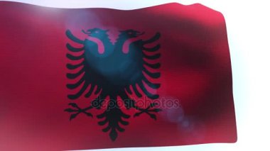 Arnavutluk bayrağı sallayarak rüzgar dalga
