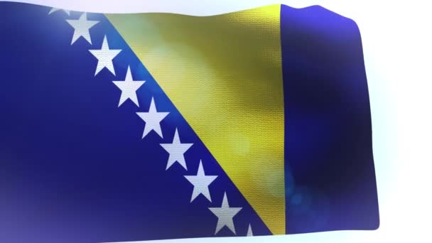 Bandera de Bosnia y Herzegovina ondeando aislada en ola blanca — Vídeos de Stock