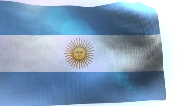 Flagge Argentiniens mit Fahnenmast im Wind — Stockvideo