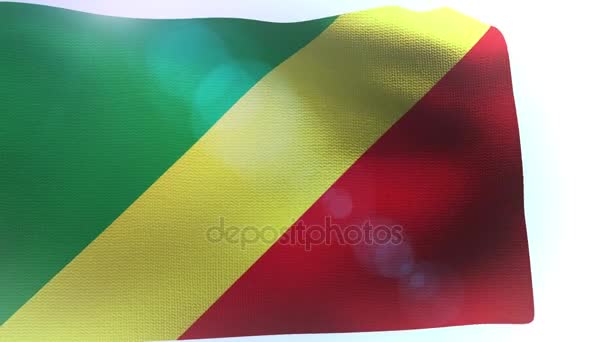 Cumhuriyet rüzgarda sallayarak Kongo Cumhuriyeti bayrağı — Stok video