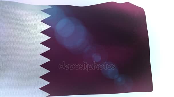 国旗的卡塔尔在风浪中摇曳 — 图库视频影像