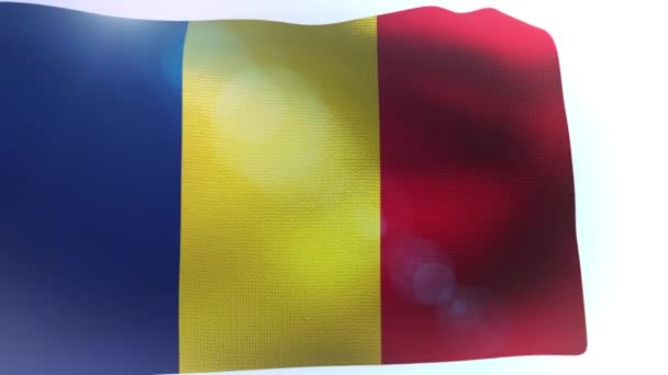 Bandera de Rumania ondeando en la ola de viento — Vídeos de Stock