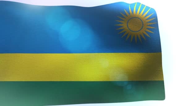 Drapeau du Rwanda avec agitation dans le vent sur fond blanc — Video