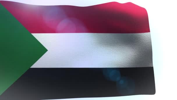 Bandiera sventolata del Sudan sventola nel vento — Video Stock