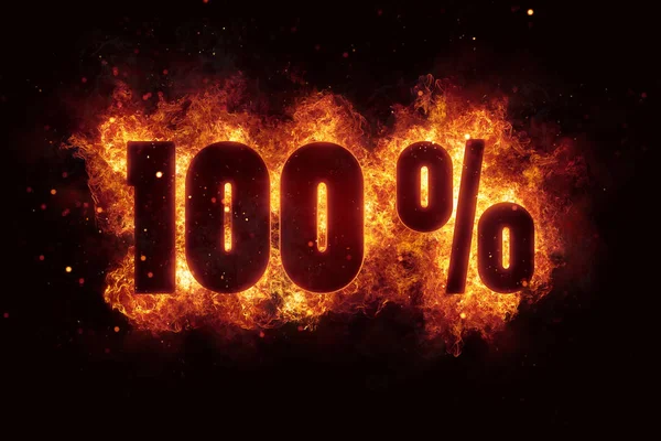 100-prozentiger Schilderrabatt löst Feuer aus — Stockfoto