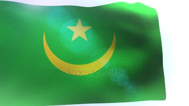 Mauritánie státní oficiální vlajka mávání ve větru — Stock video