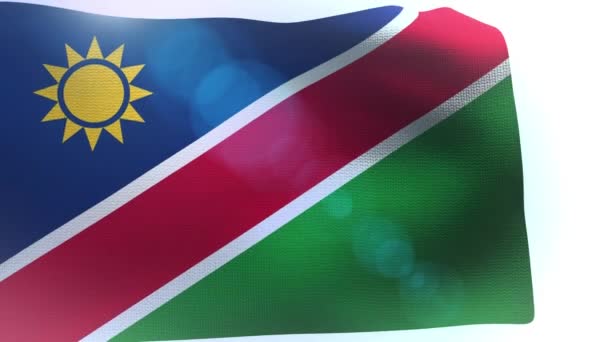 Namibia flagga vajande i vinden vågen — Stockvideo